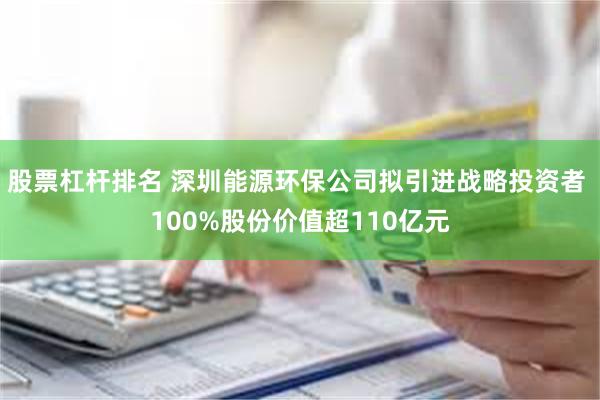 股票杠杆排名 深圳能源环保公司拟引进战略投资者 100%股份价值超110亿元