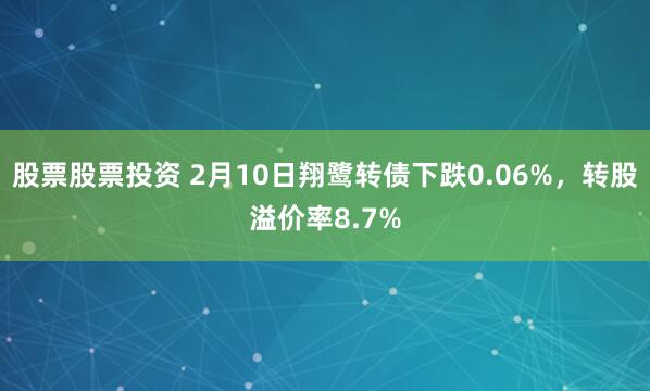 股票股票投资 2月10日翔鹭转债下跌0.06%，转股溢价率8.7%