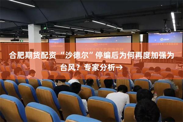 合肥期货配资 “沙德尔”停编后为何再度加强为台风？专家分析→